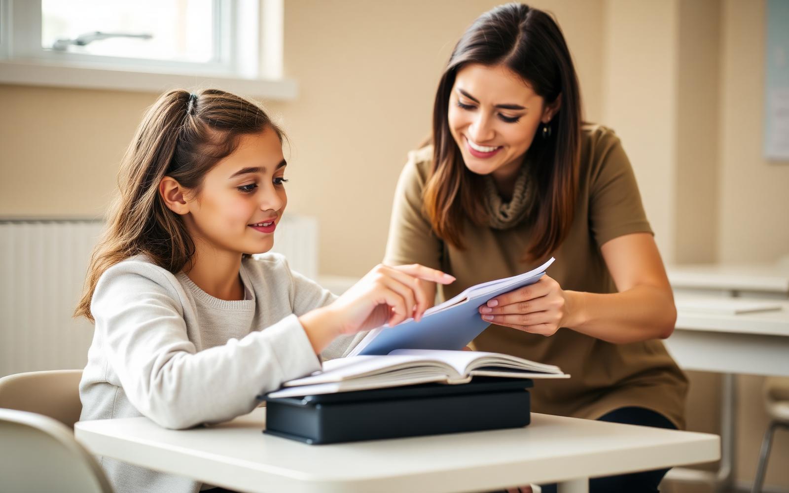 Educator working one-on-one with a high school student